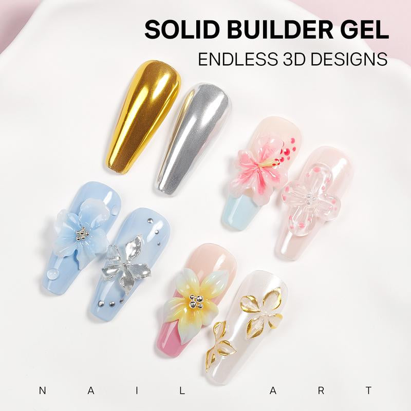 MIZHSE Solid 3D Nail Gel – Sculpt Flowers & Shapes Easily | Clear & White