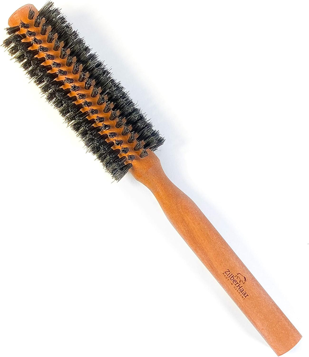- Styler Hair and Beard Brush - round Brush, 1.3 Inch Stiff Boar Bristles and 8.5 Inch Pearwood Handle - 222 Plugs of Bristles - Beard Grooming Brush for Men