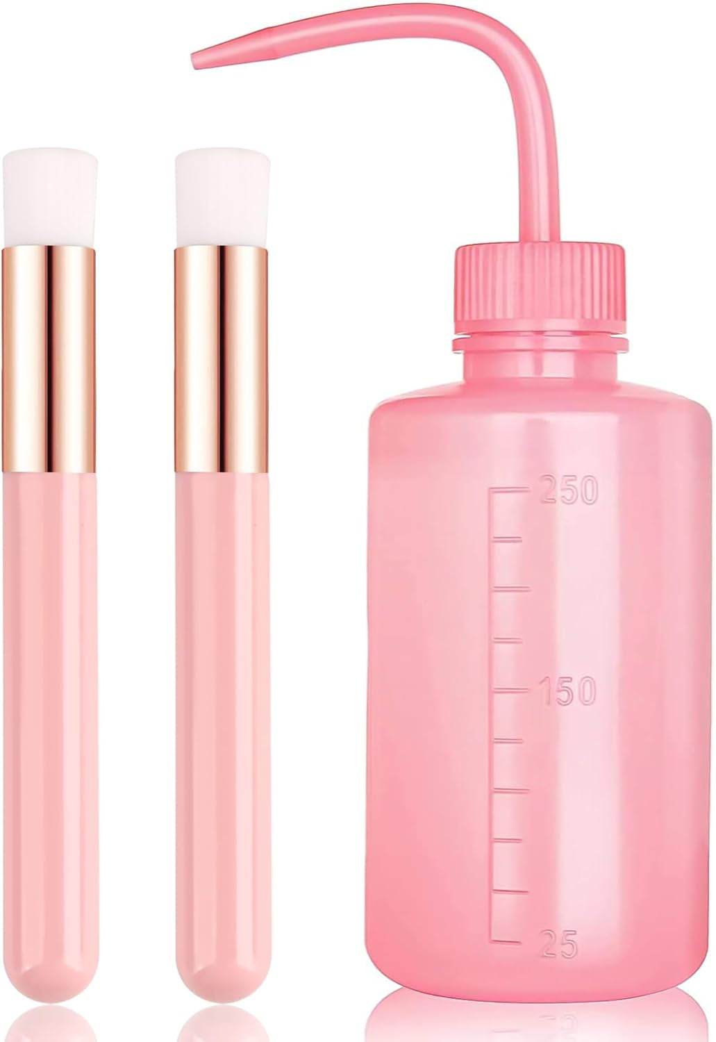 3 PCS Lash Shampoo Brush Sets with 1Pcs 250 ML Plastic Satety Lash Tatoo Wash Bottles 2PCS Nose Blackhead Facial Cleaning Brush for Eyelash Extension Supplies (Styel #5)