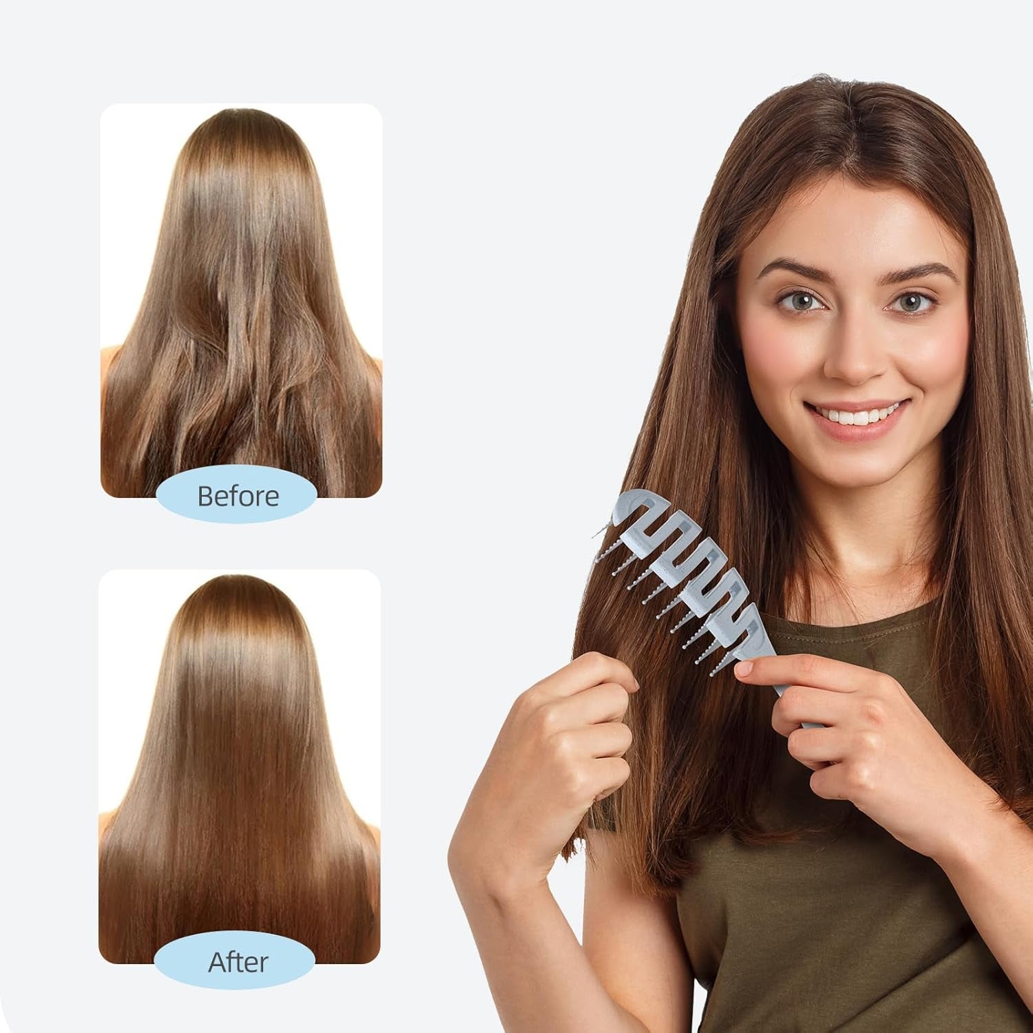 Hair Brush, Vented Detangling Brush, Quickly Detangles and Smooths Hair for Curly, Thick, and Straight Hair, Hair Brush for Women and Men, Blue, Eco Friendly, Sustainable Material