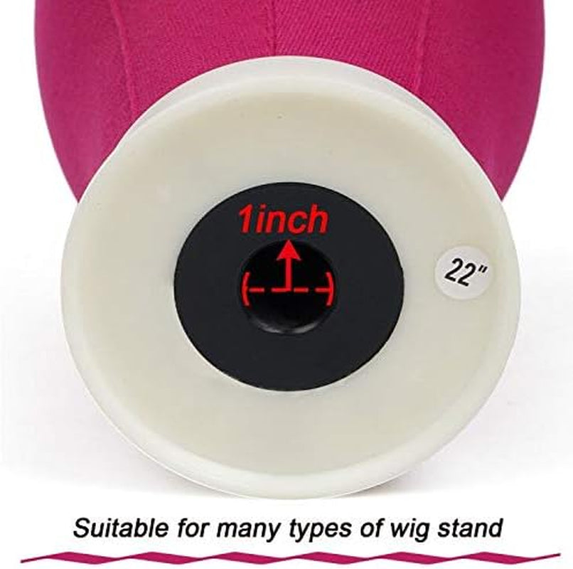 22 Inch Canvas Block Head Mannequin Wig Head with Stand Pink for Display with Mount Holes(Rosy)