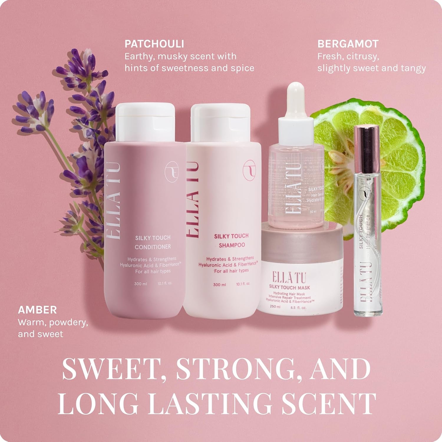Ellatu Goddess Hair Kit - Complete Routine for All Hair Types - Includes Shampoo, Conditioner, Mask, Serum, & Fragrance - Hydrating, Nourishing, & Strengthening Formula