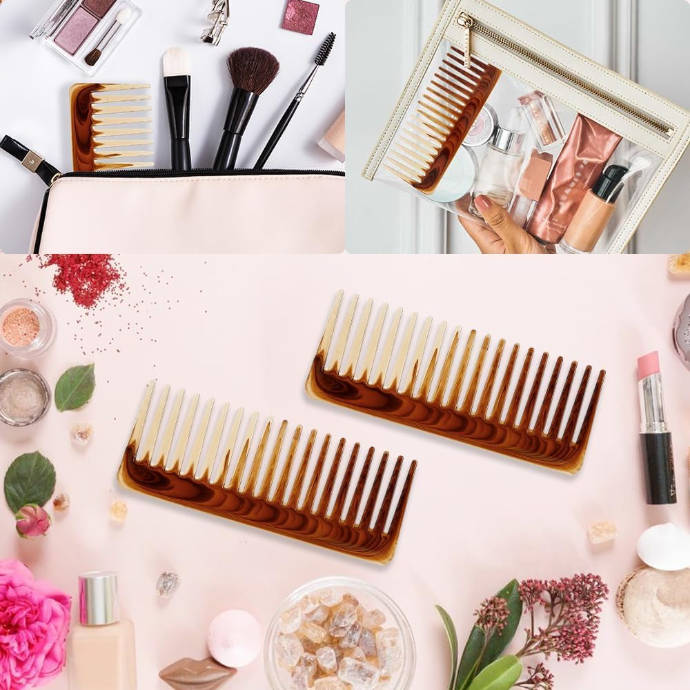 2PCS Wide Tooth Comb, Large Wide Tooth Comb for Women Men and Kids,Handmade Wide Tooth Comb for Curly Hair, Shower Comb Hair Detangler Comb for Curly Hair Wet Dry Hair, Professional Hair Cutting Combs