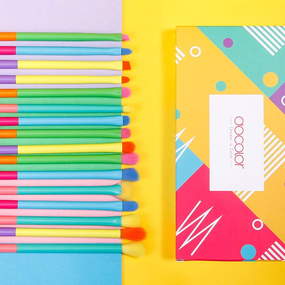 Eye Makeup Brushes 16Pcs Colorful Eyeshadow Makeup Brush Set Professtional Eyeshadow Brushes with Soft Synthetic Hairs & Real Wood Handle for Eyeshadow, Eyebrow, Eyeliner, Blending