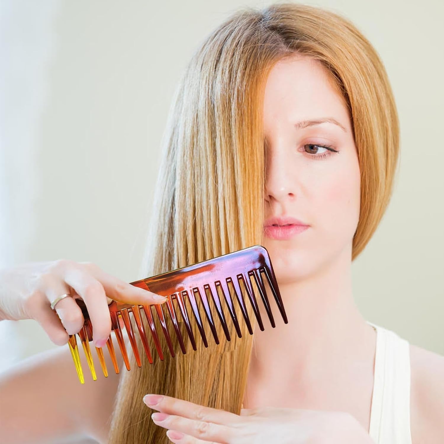 2PCS Wide Tooth Comb, Large Wide Tooth Comb for Women Men and Kids,Handmade Wide Tooth Comb for Curly Hair, Shower Comb Hair Detangler Comb for Curly Hair Wet Dry Hair, Professional Hair Cutting Combs
