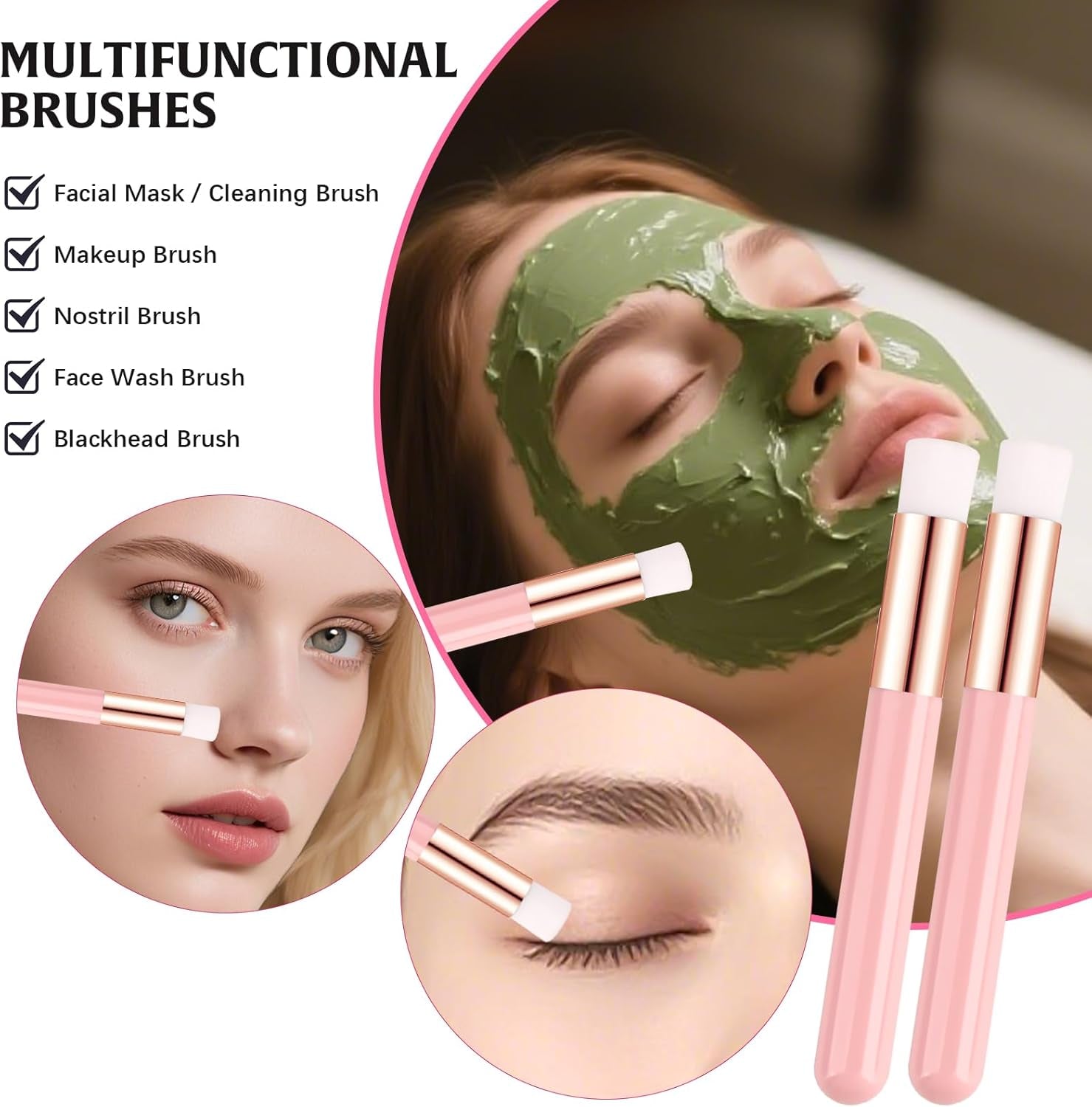3 PCS Lash Shampoo Brush Sets with 1Pcs 250 ML Plastic Satety Lash Tatoo Wash Bottles 2PCS Nose Blackhead Facial Cleaning Brush for Eyelash Extension Supplies (Styel #5)