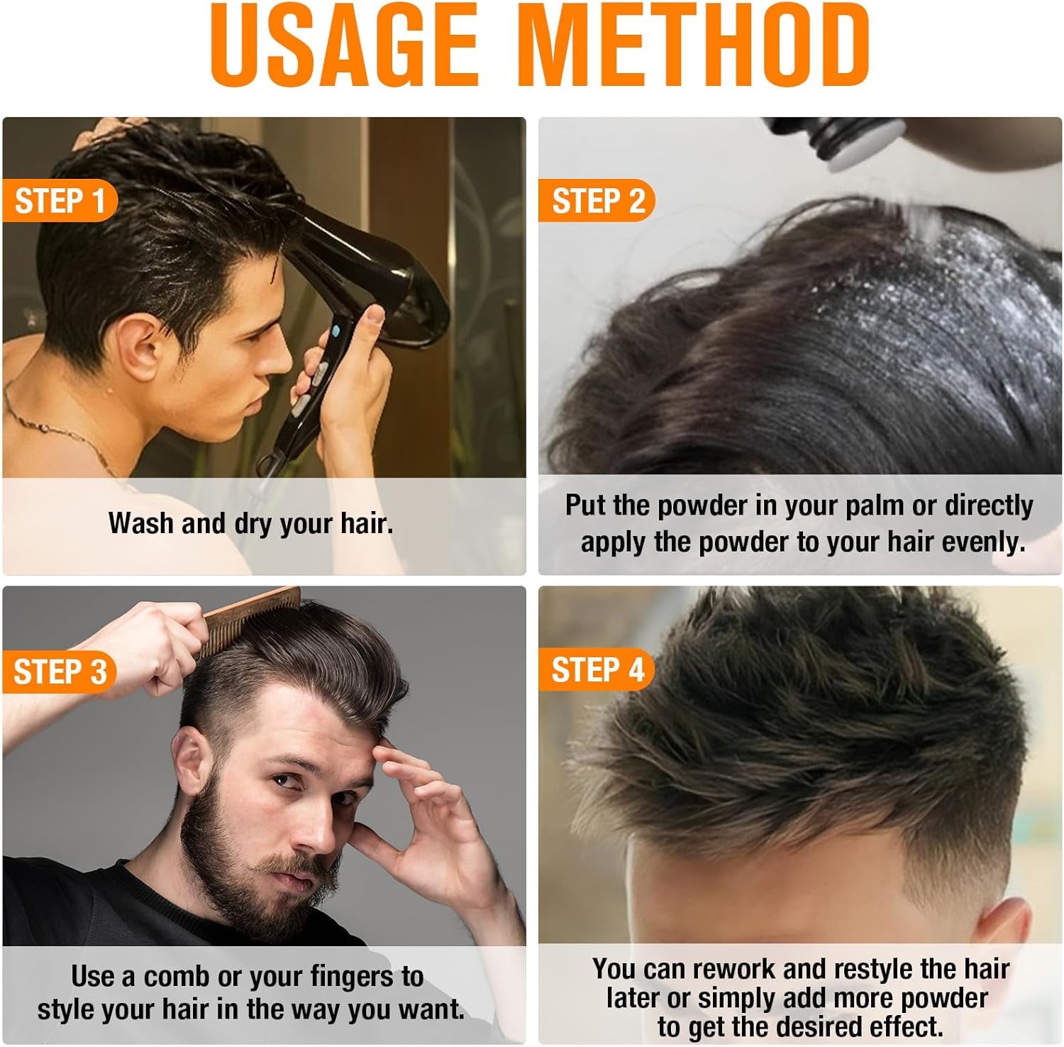 Hair Texture Powder for Men and Women - Fluffy Volume, Oil Control, Mattifying, Long-Lasting Hold - Styling Powder for All Hair Types (2X10G Pack)