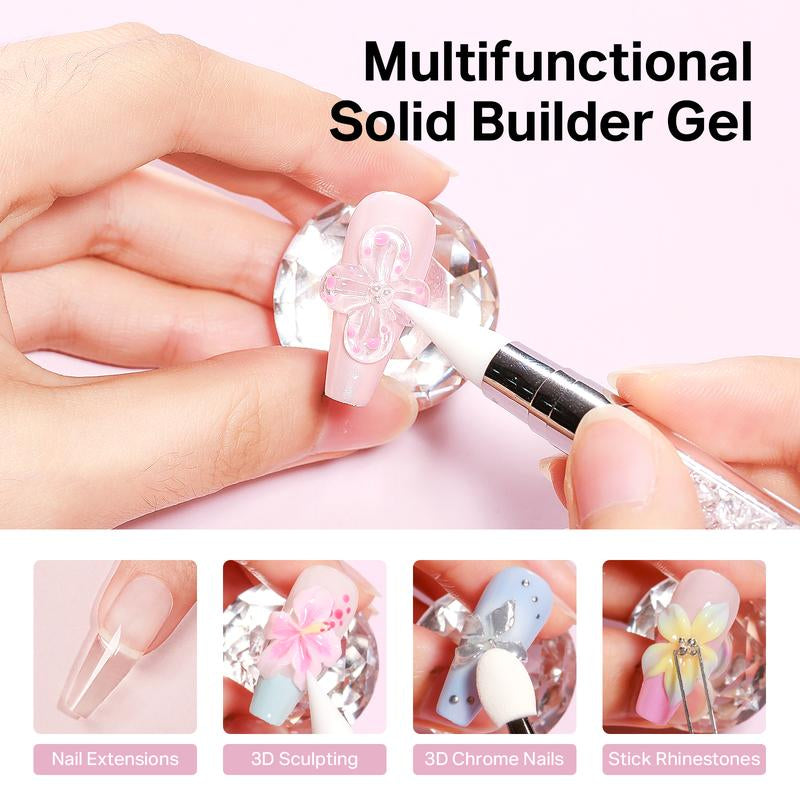 MIZHSE Solid 3D Nail Gel – Sculpt Flowers & Shapes Easily | Clear & White