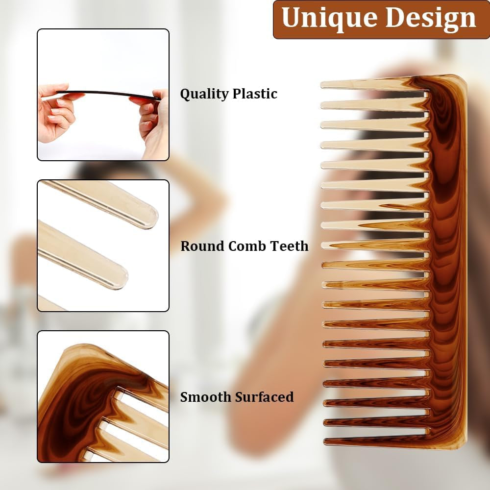 2PCS Wide Tooth Comb, Large Wide Tooth Comb for Women Men and Kids,Handmade Wide Tooth Comb for Curly Hair, Shower Comb Hair Detangler Comb for Curly Hair Wet Dry Hair, Professional Hair Cutting Combs