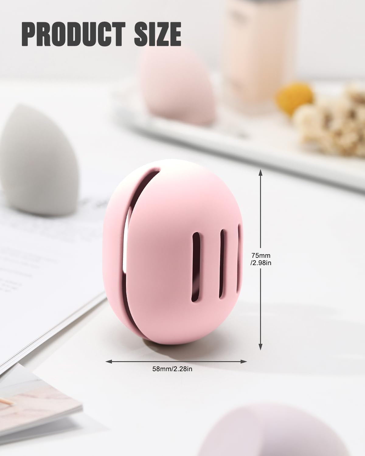 Makeup Sponge Holder – Shatterproof Eco-Friendly Silicone Beauty Make up Blender Case for Travel - Pink
