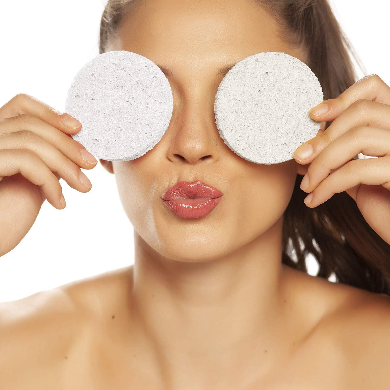 60 Count Facial Sponges Compressed Face Sponge Natural Cleaning Sponge for Facial Cleansing, Exfoliating Mask, Makeup Removal (2.4 Inch, White)