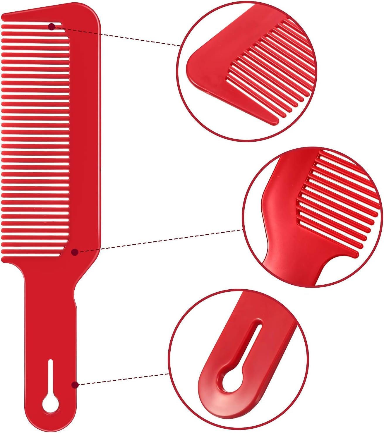 3 Pieces Barber Combs Flat Top Clipper Combs Hair Cutting for Flat Top and Clipper Cuts(Red)
