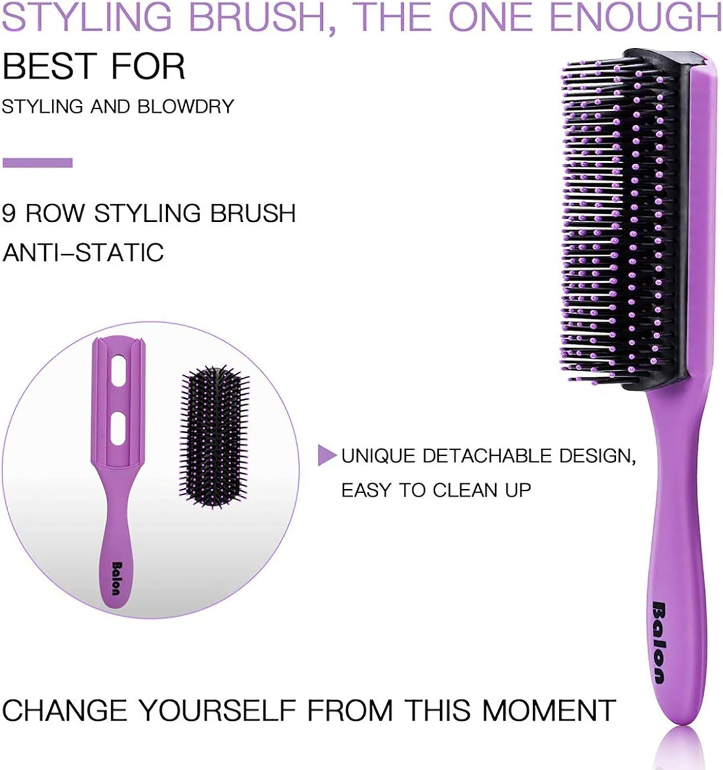 (Purple) - 4Pcs Hair Brush Women, Hair Comb for Women and Detangling Paddle Brush, Great on Wet or Dry Hair, No More Tangle Hair Brush Set for Straight Long Thick Curly Natural Hair (Purple)