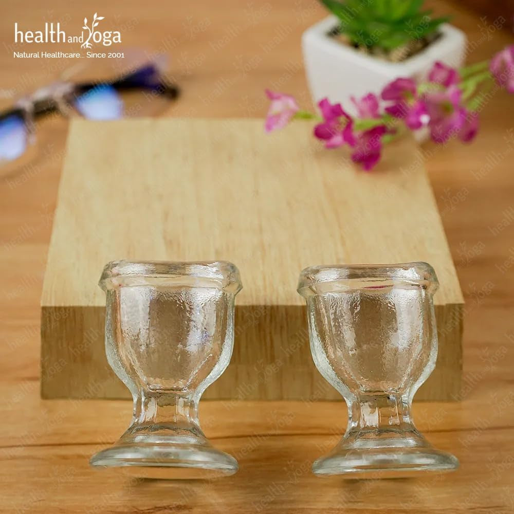 Chilleyes Transparent Glass Eye Wash Cup - Effective Eye Rinse and Cleansing – Eco-Friendly, Non-Reactive, Safe and Comfortable (Set of 2)