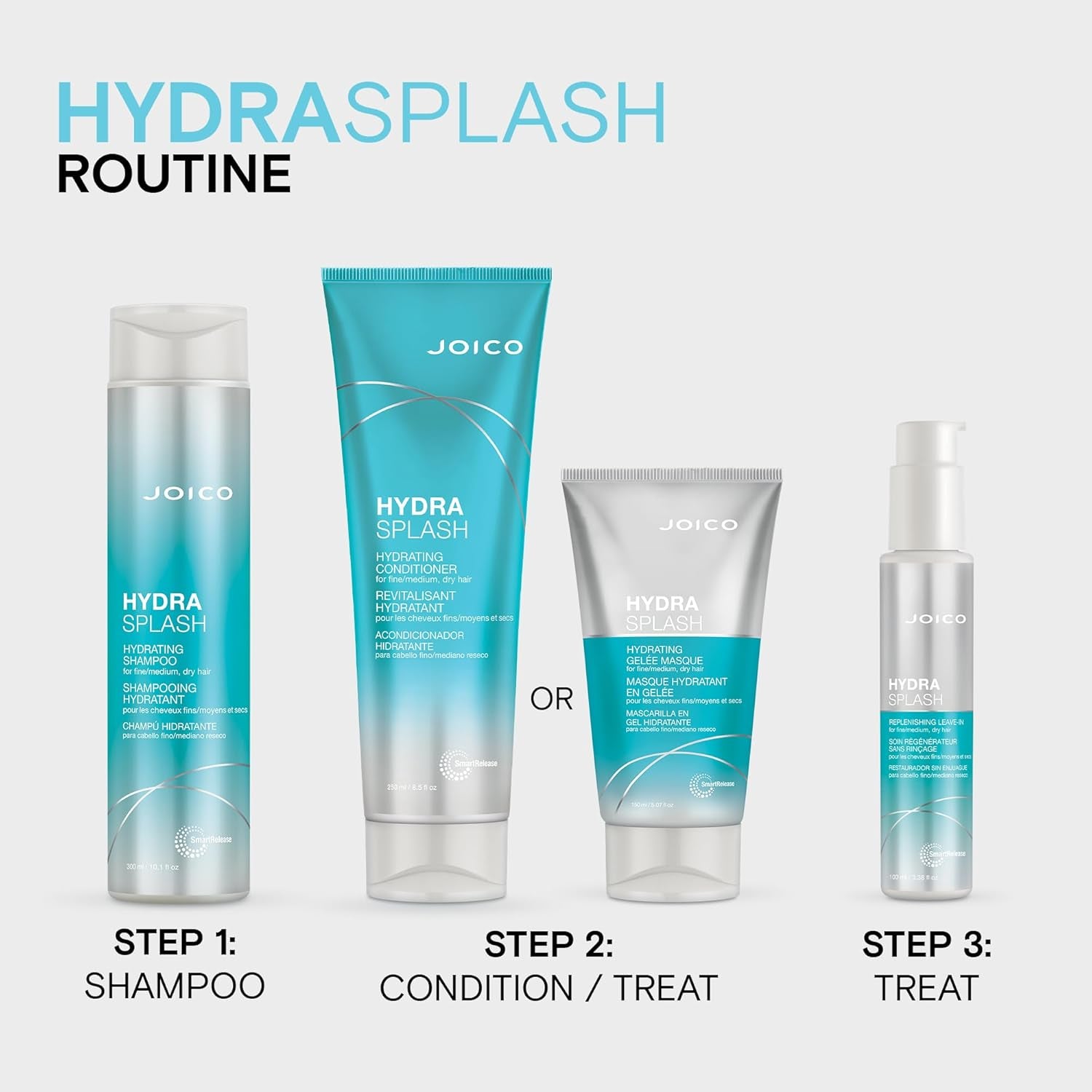 Hydrasplash Hydrating Shampoo or Conditioner for Fine to Medium Hair, Moisturizing Dry Damaged Hair with Keratin and Coconut Oil