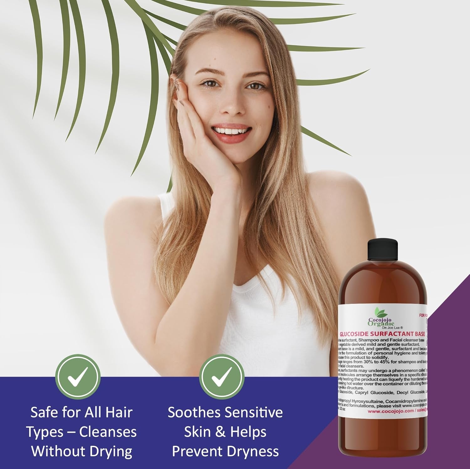Glucoside Surfactant Base - Plant Derived All in One Natural Gentle Mild Rich Foaming Cleanser - Lauryl Decyl Coco Capryl Caprylyl Cosmetic Liquid Hand Soap Body Wash - 32 Oz