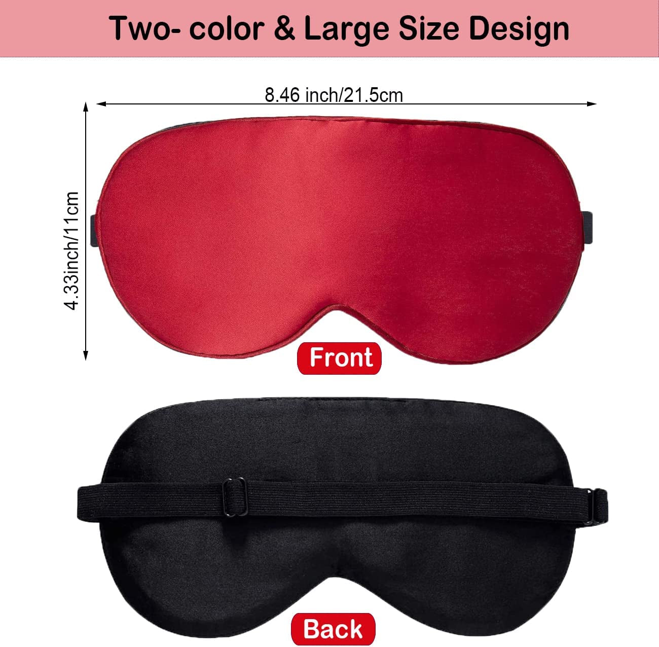 Silk Sleep Mask 100% Pure Silk Eye Mask with Sleep Earplug Adjustable Strap, Eye Sleeping Mask Night Mask Eye Shade Cover (Wine Red)