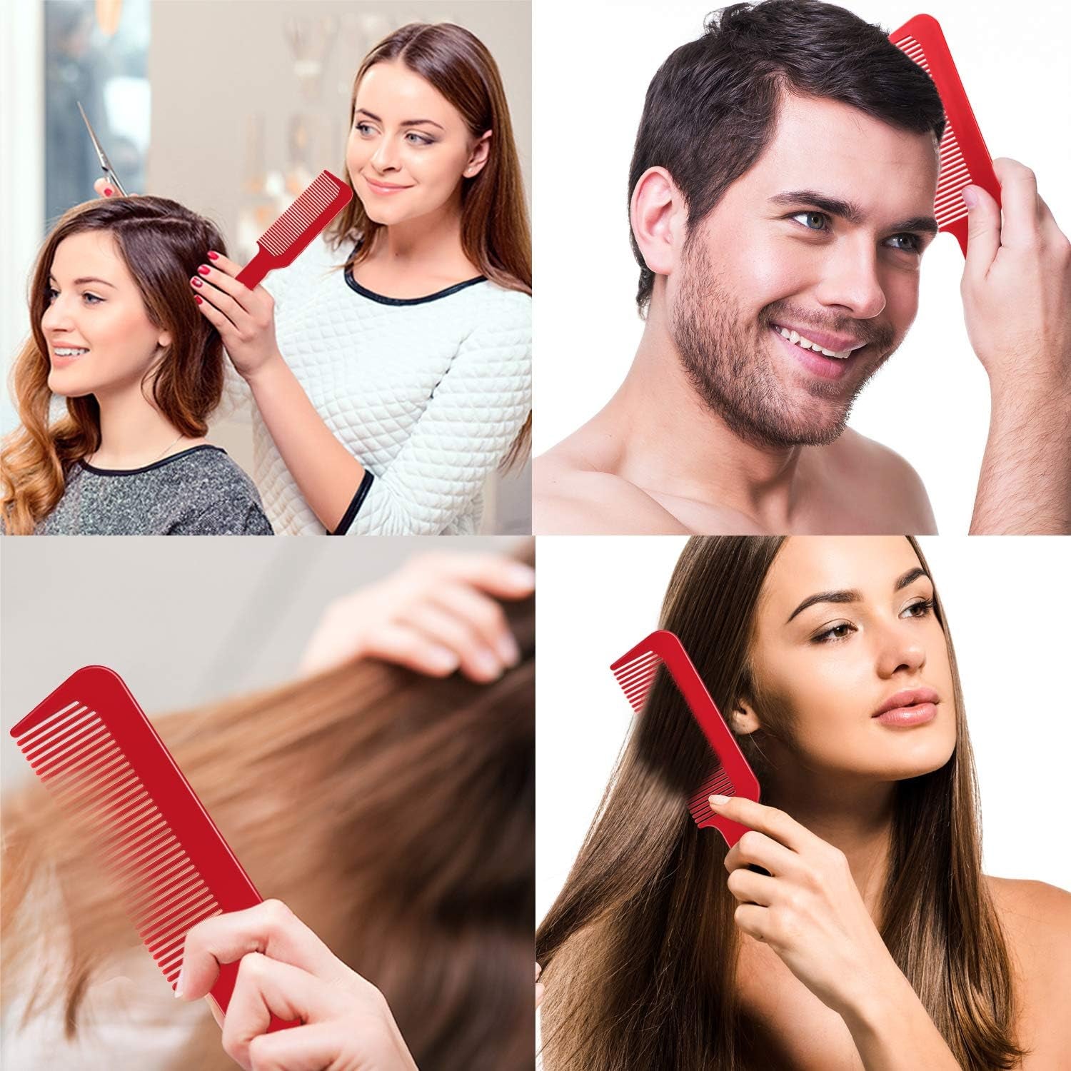 3 Pieces Barber Combs Flat Top Clipper Combs Hair Cutting for Flat Top and Clipper Cuts(Red)