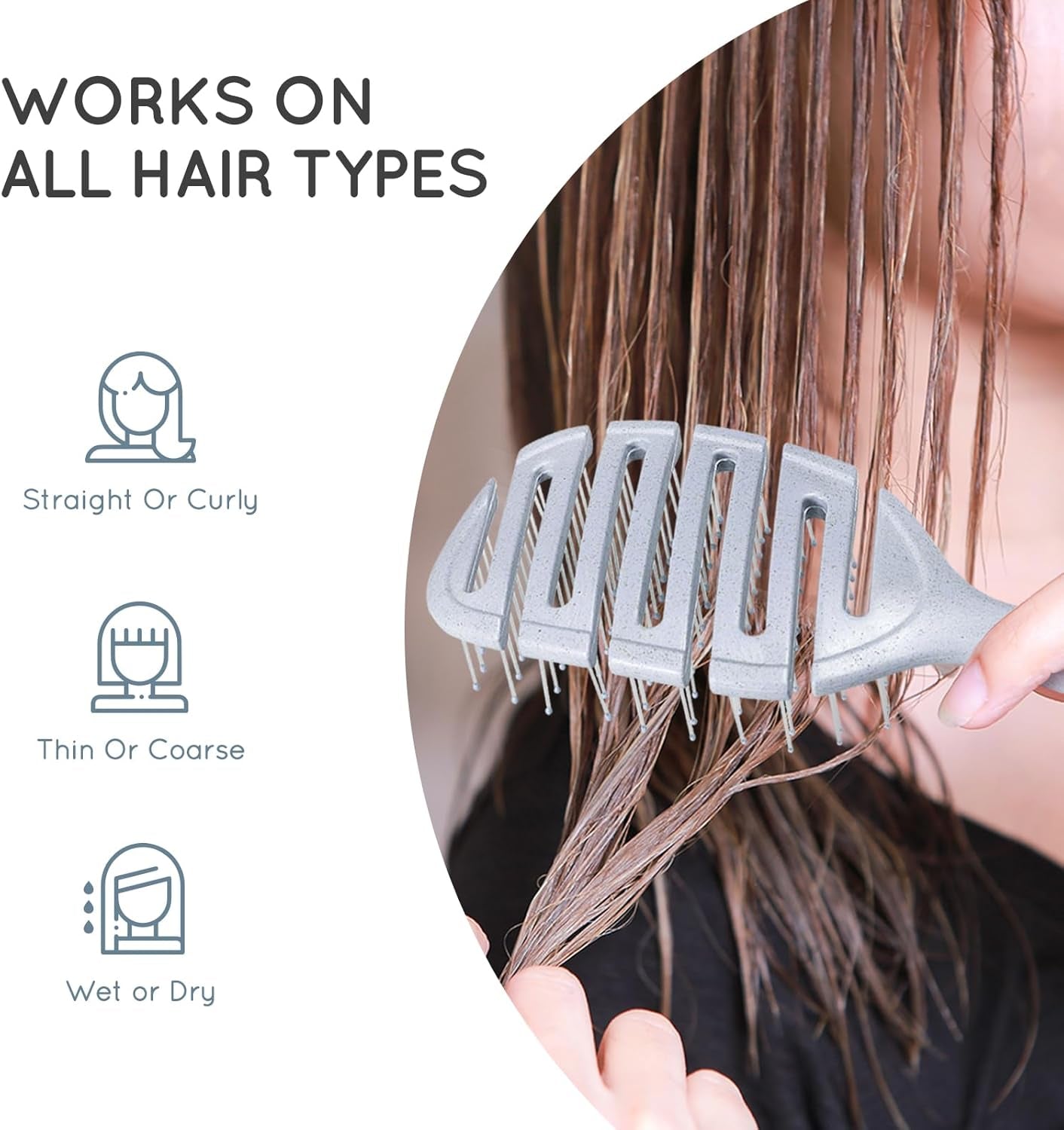 Hair Brush, Vented Detangling Brush, Quickly Detangles and Smooths Hair for Curly, Thick, and Straight Hair, Hair Brush for Women and Men, Blue, Eco Friendly, Sustainable Material