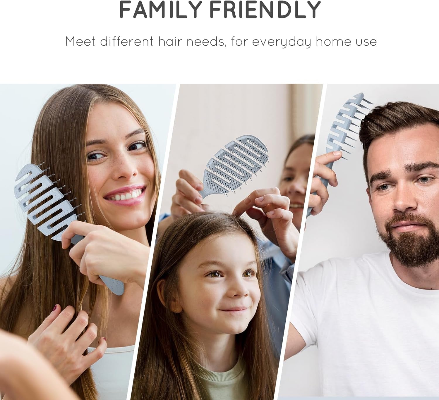 Hair Brush, Vented Detangling Brush, Quickly Detangles and Smooths Hair for Curly, Thick, and Straight Hair, Hair Brush for Women and Men, Blue, Eco Friendly, Sustainable Material