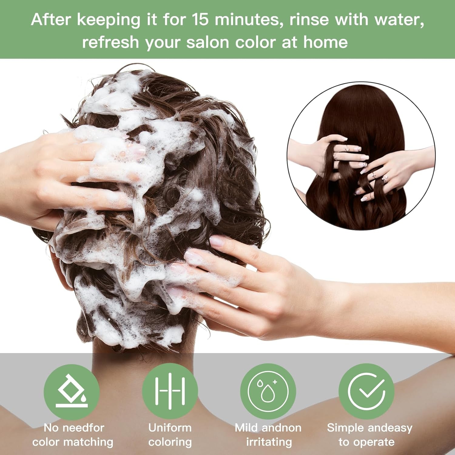Hair Dye Shampoo 100% Coverage White Hair for Women & Men, Hair Color Shampoo 4 in 1 Long Lasting Professional Hair Care 500ML