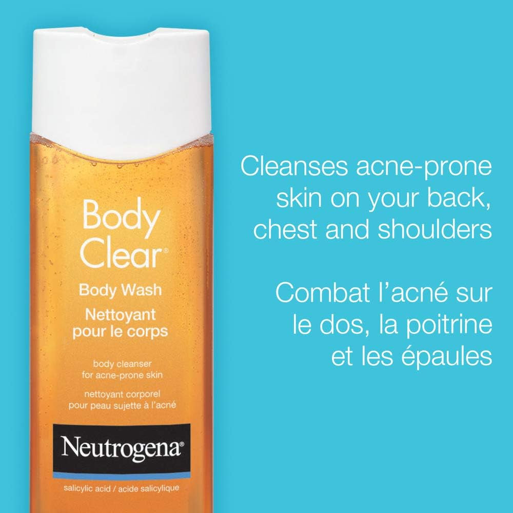 Body Clear Acne Body Wash with Salicylic Acid - Pimple Care Product, Acne Treament, Pore Cleaner, Help Treat Breakouts on Back, Chest & Shoulders, Non-Comedogenic- 250 Ml