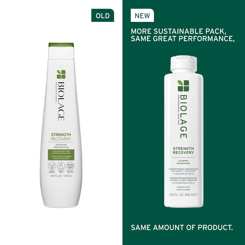 Biolage Strength Recovery Shampoo, for Damaged & Sensitized Hair, Gently Cleanses & Reduces Breakage, Vegan, Cruelty-Free, Packaging May Vary