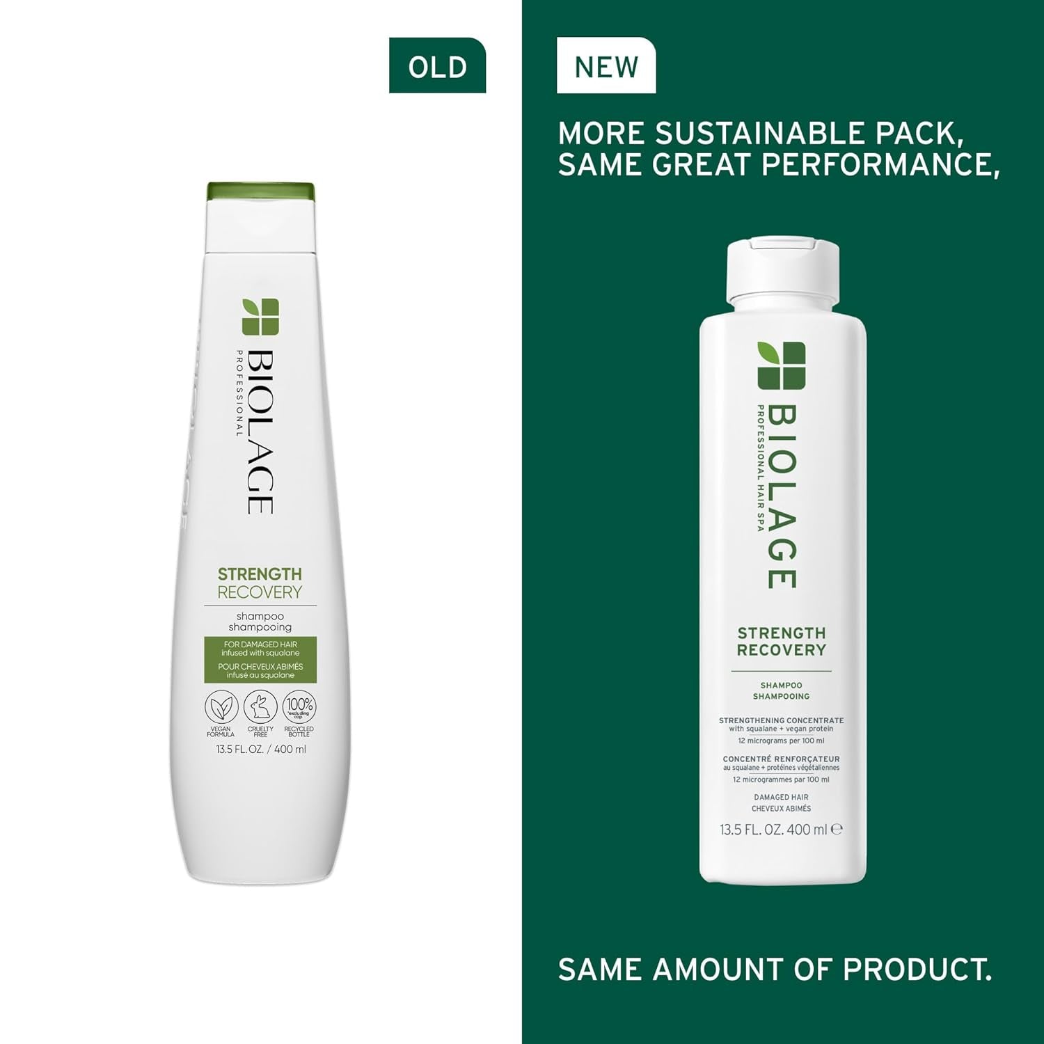 Biolage Strength Recovery Shampoo, for Damaged & Sensitized Hair, Gently Cleanses & Reduces Breakage, Vegan, Cruelty-Free, Packaging May Vary