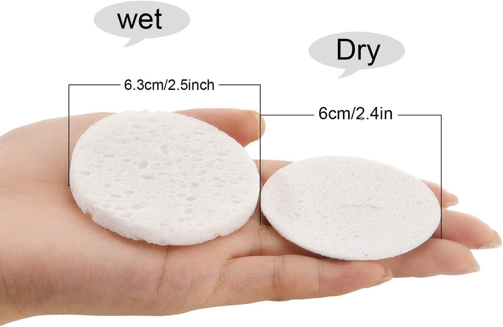 60 Count Facial Sponges Compressed Face Sponge Natural Cleaning Sponge for Facial Cleansing, Exfoliating Mask, Makeup Removal (2.4 Inch, White)