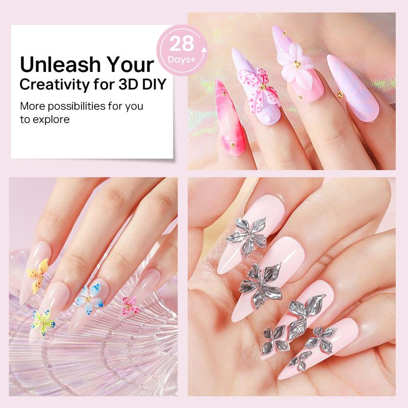 MIZHSE Solid 3D Nail Gel – Sculpt Flowers & Shapes Easily | Clear & White