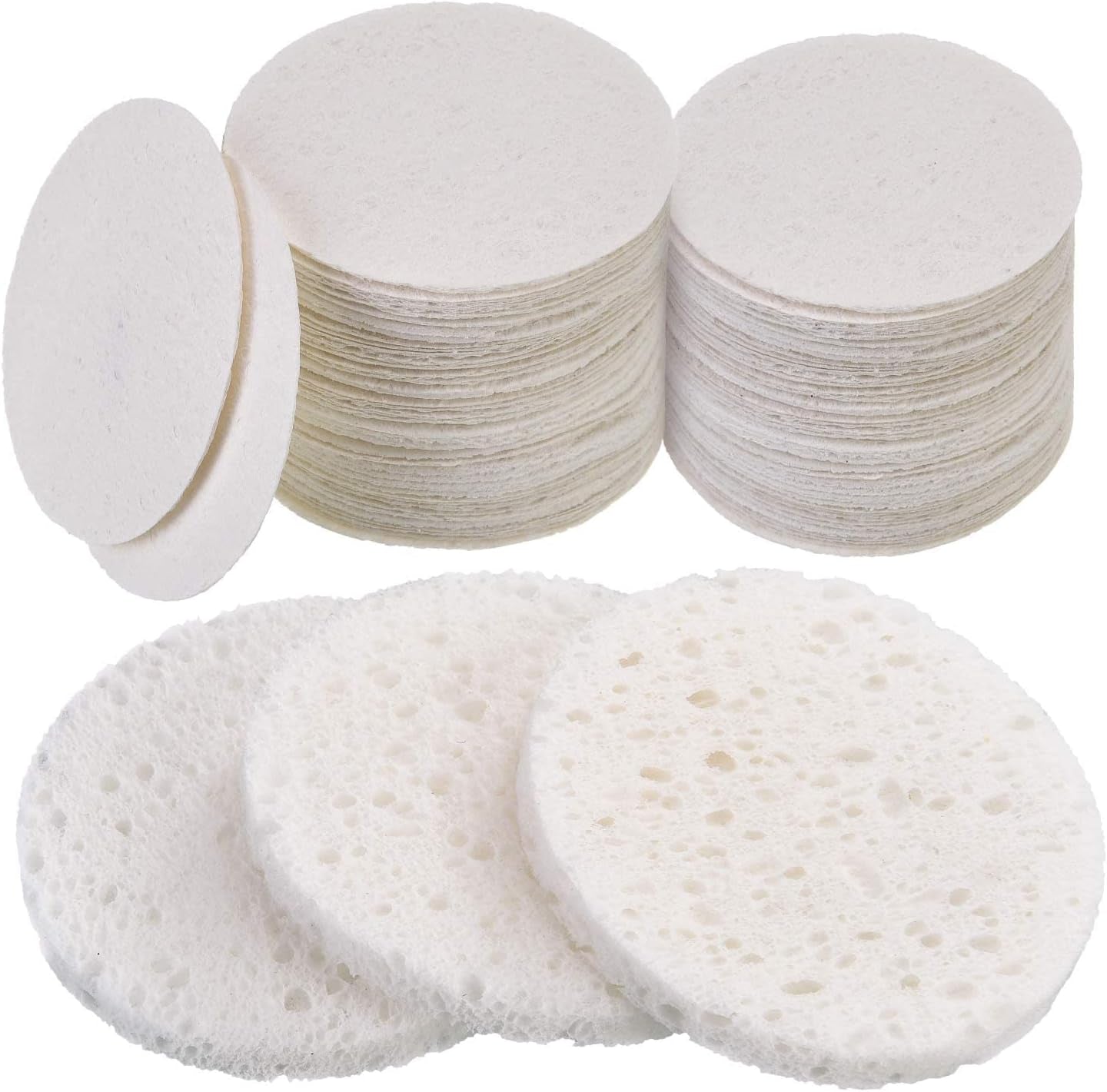 60 Count Facial Sponges Compressed Face Sponge Natural Cleaning Sponge for Facial Cleansing, Exfoliating Mask, Makeup Removal (2.4 Inch, White)