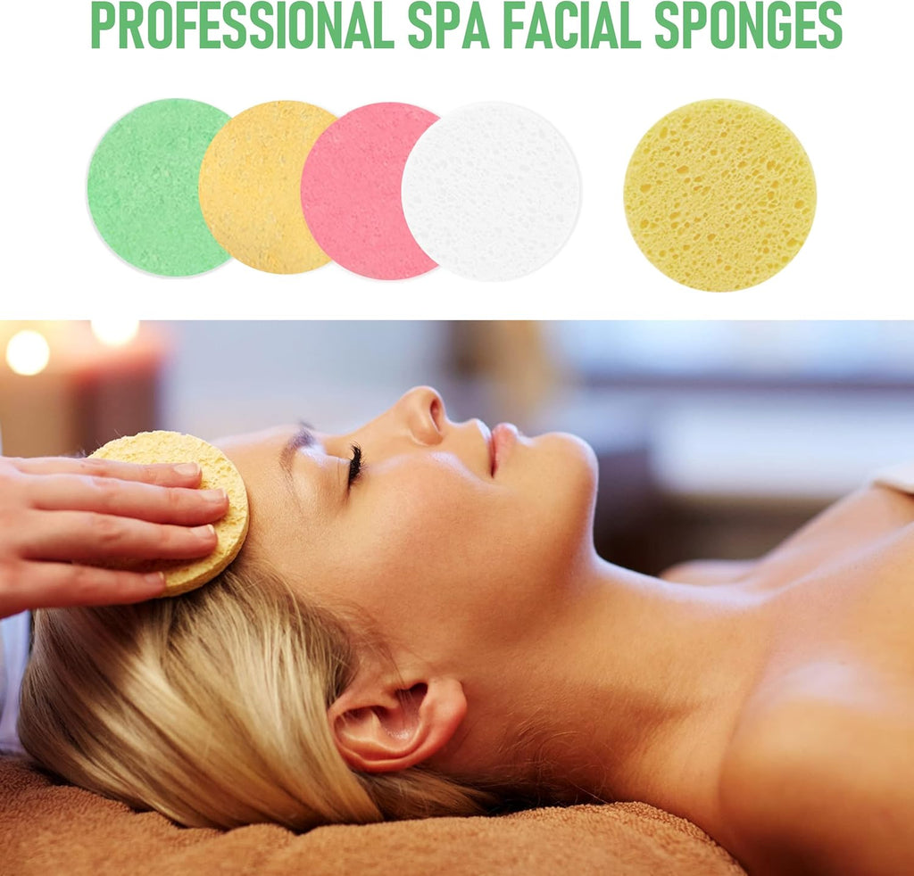 40 Count Compressed Facial Sponges, Natural Facial Cleansing Sponges for Daily Cleansing, Exfoliating & Makeup Remover