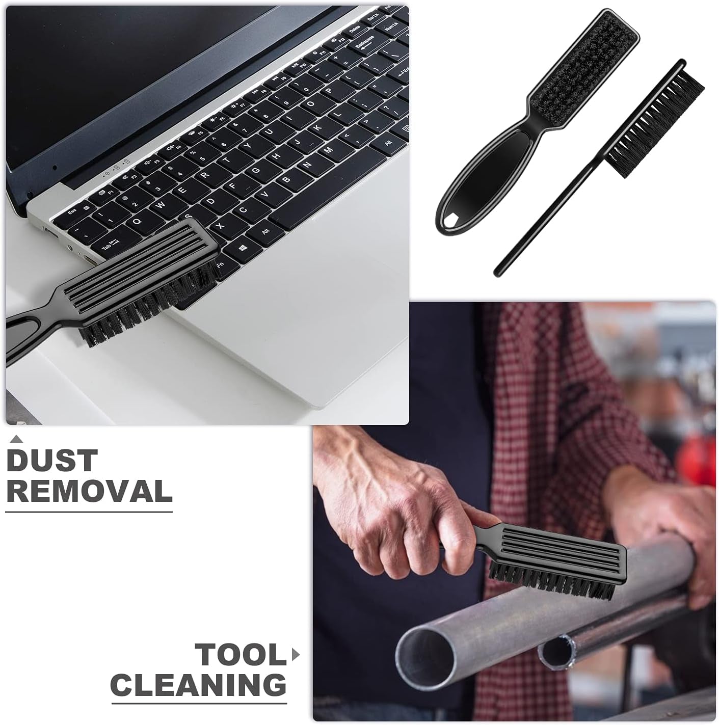 6-Piece Barber Blade Cleaning Brush Set - Nylon Clipper Cleaner Brushes for Men (Red/Black)