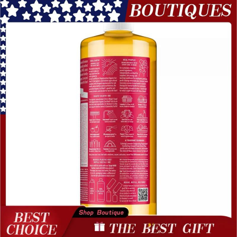 Dr. Bronner'S Magic Pure Castile Liquid Soap Bodywash - Rose - 32 Fl Oz Floral Foaming Coconut Jojoba
