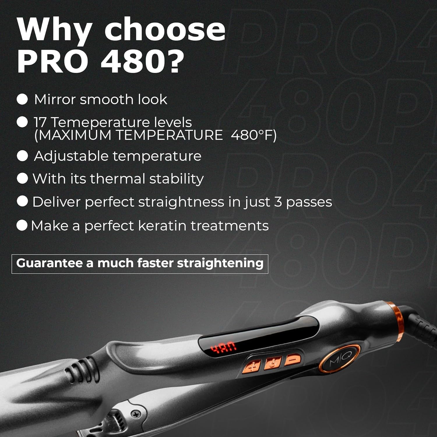 HAIR STRAIGHTENING PLATE TITANIUM MQ PRO 480