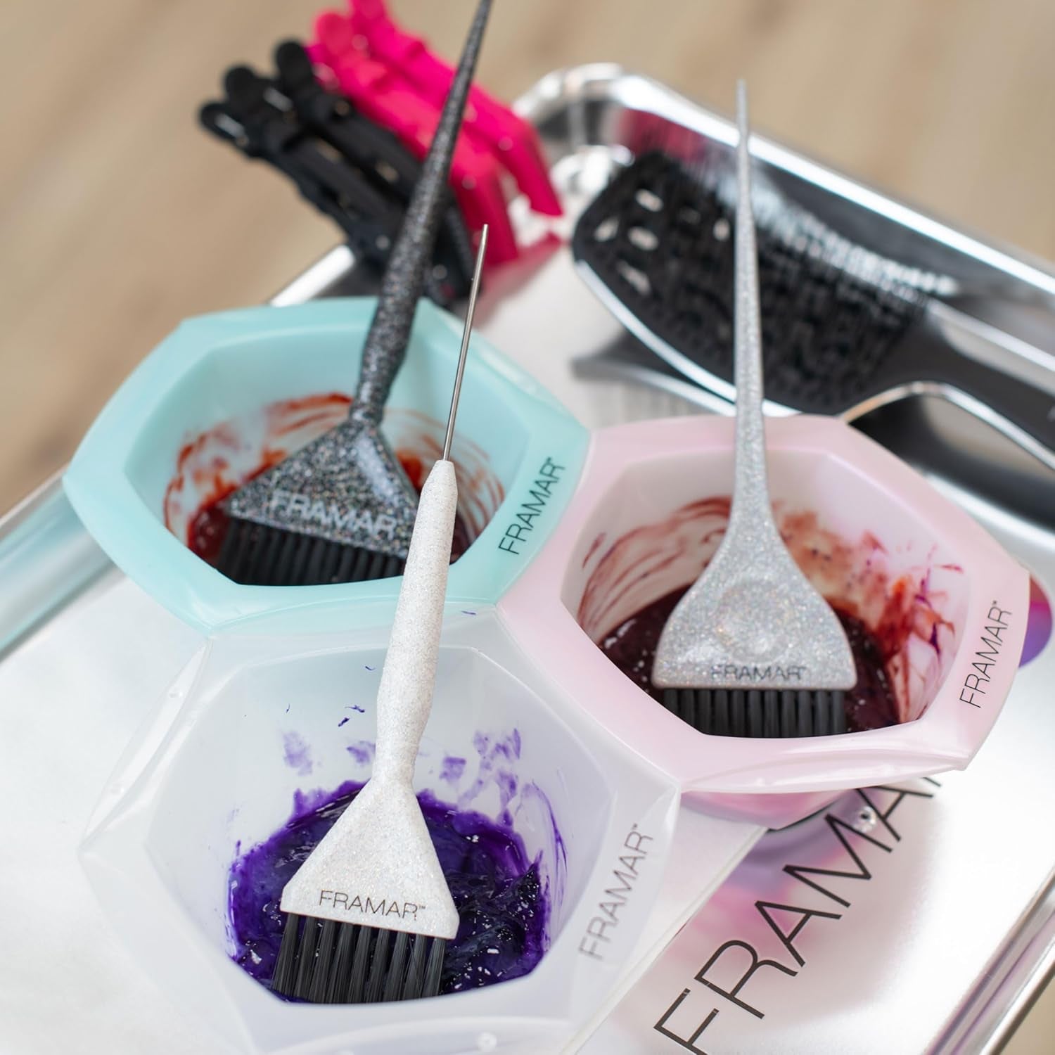 Family Pack Hair Dye Brush Set, Hair Colour Brush Set, Hair Dye Kit, Highlights Hair Dye Kit, Hair Color Brush, Brosse De Teinture Pour Les Cheveux - Glitter 3 Pack