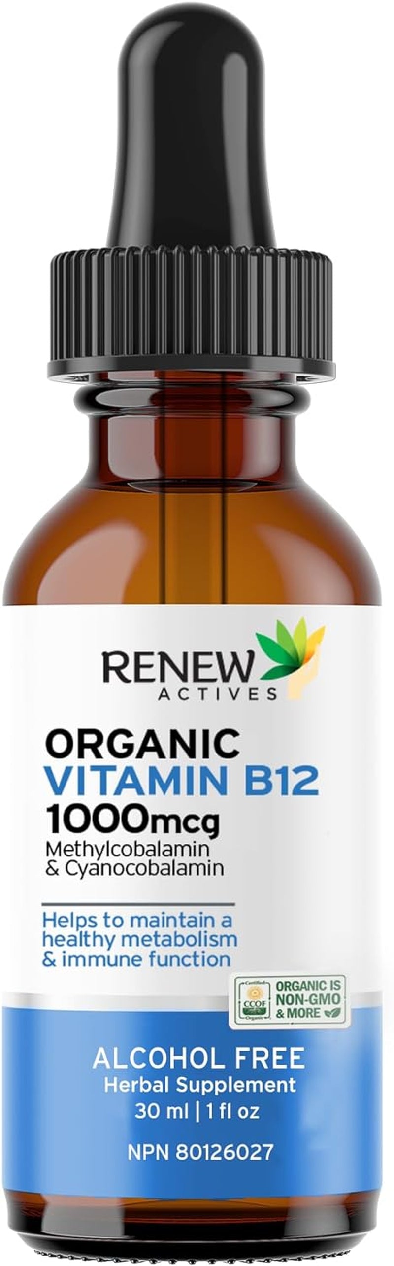 Premium B12 Liquid Extract Supplement 1000MCG per 1 Ml – Vegan Drops with High-Potency Complex for Healthy Skin, Strong Nails, Vibrant Hair & Immune Support– Made in Canada - 30 Ml