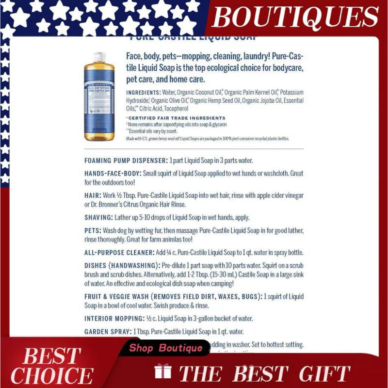 Dr. Bronner'S Magic Pure Castile Liquid Soap Bodywash - Rose - 32 Fl Oz Floral Foaming Coconut Jojoba