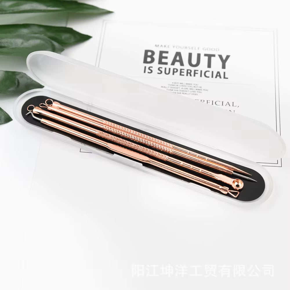 Sliver Gold Blackhead Comedone Acne Pimple Belmish Extractor Vacuum Blackhead Remover Clean Tool Spoon for Face Skin Care Tool