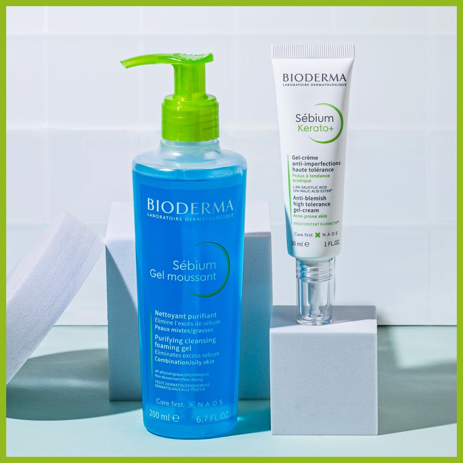 Bioderma Sébium Foaming Gel Gentle Face Cleanser Pump, Makeup Removing Cleanser, Skin Purifying Face Wash for Combination to Oily Skin, 16.7 Fl Oz
