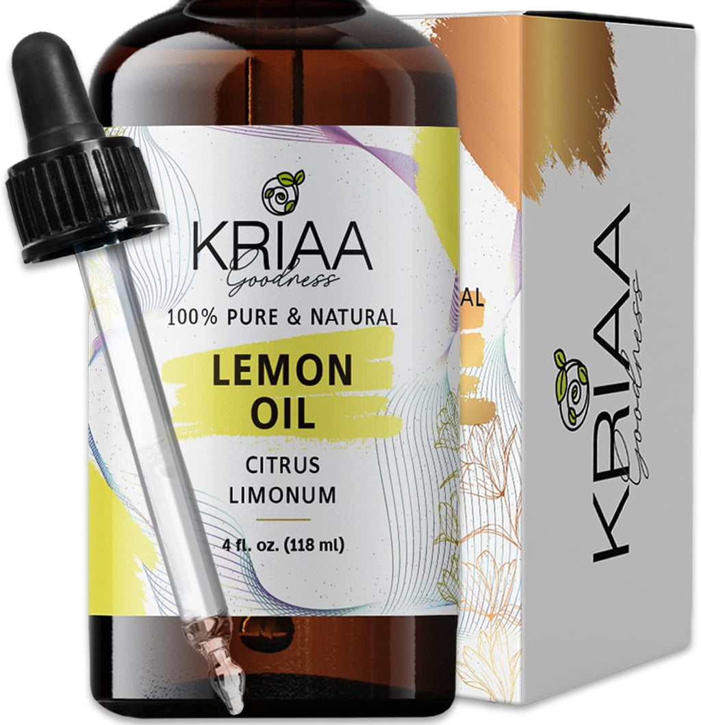 True Lemon Essential Oil 4Oz with Dropper - Pure Aromatherapy for Diffuser, Spray, Soap, Massage, Candles, Body Wash, Shower Steamers, and Multi-Use Fragrance Huile Essentielle