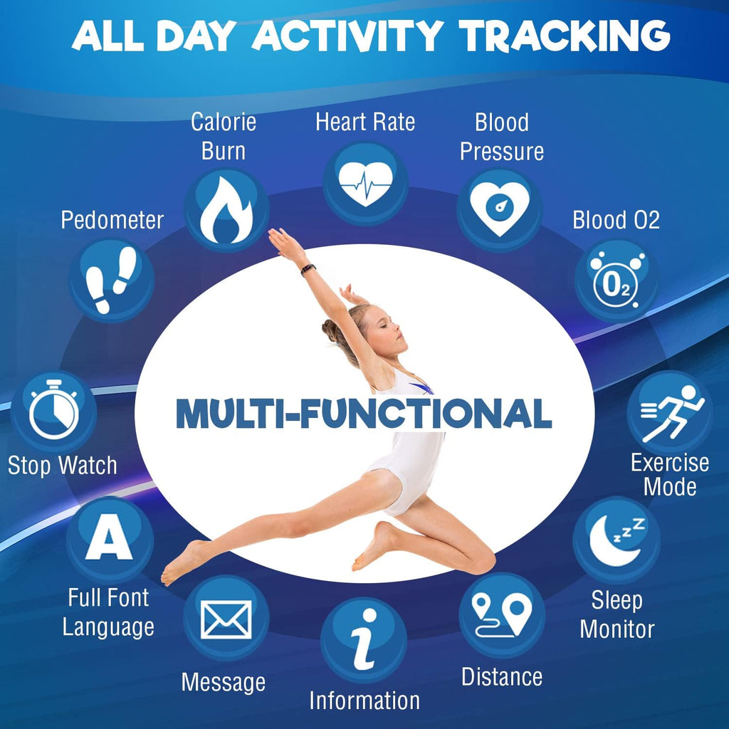 Kids Fitness Tracker for Age 5-16，2022 Upgraded Tracker Kids Watch，Waterproof Watch for Kids with Pedometer，Sleep Monitor & Calorie Counter，Fitness Watch for Kids Girls Boys Teen