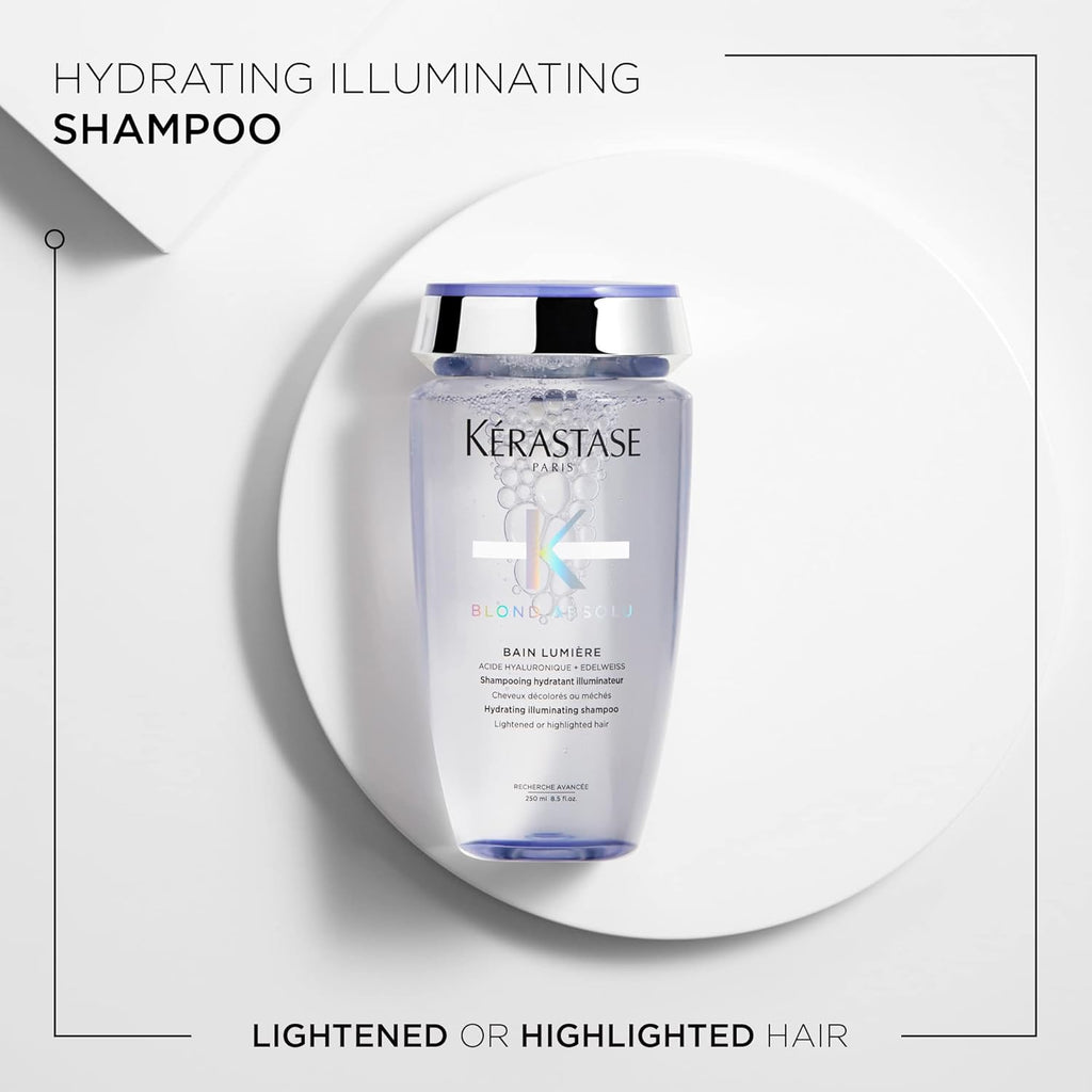 Kérastase Blond Absolu, Lumière Illuminating Shampoo, for Lightened or Highlighted and Grey Hair, Nourishes and Illuminate, with Hyaluronic Acid