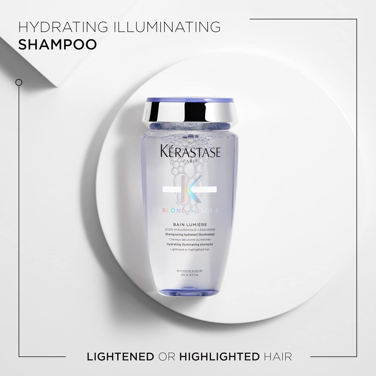 Kérastase Blond Absolu, Lumière Illuminating Shampoo, for Lightened or Highlighted and Grey Hair, Nourishes and Illuminate, with Hyaluronic Acid
