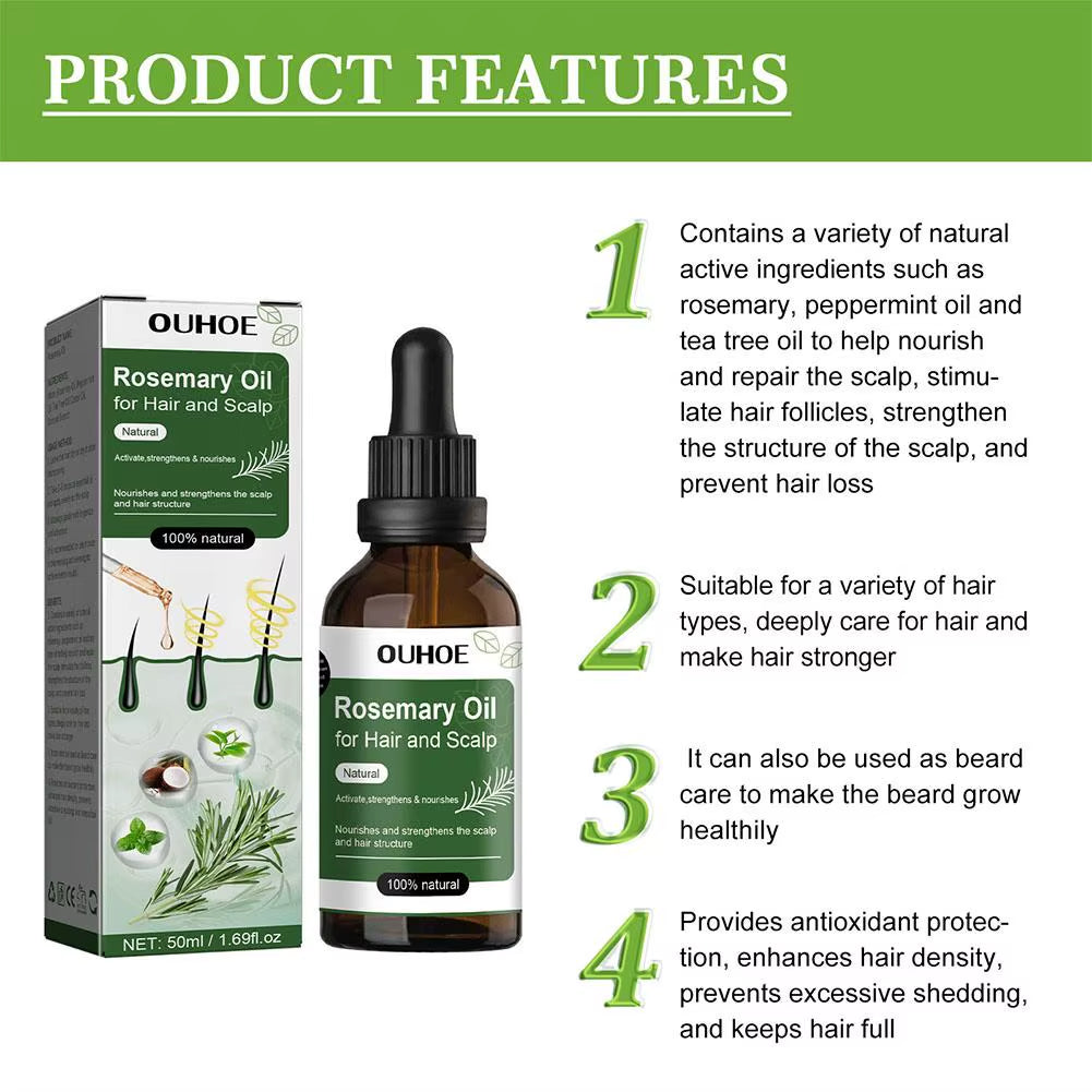 3Pcs Hair Care Rosemary Aroma Oil for Dry Scalp Stimulates Nourishing Hair Care Essential Oil 50Ml Wholesale