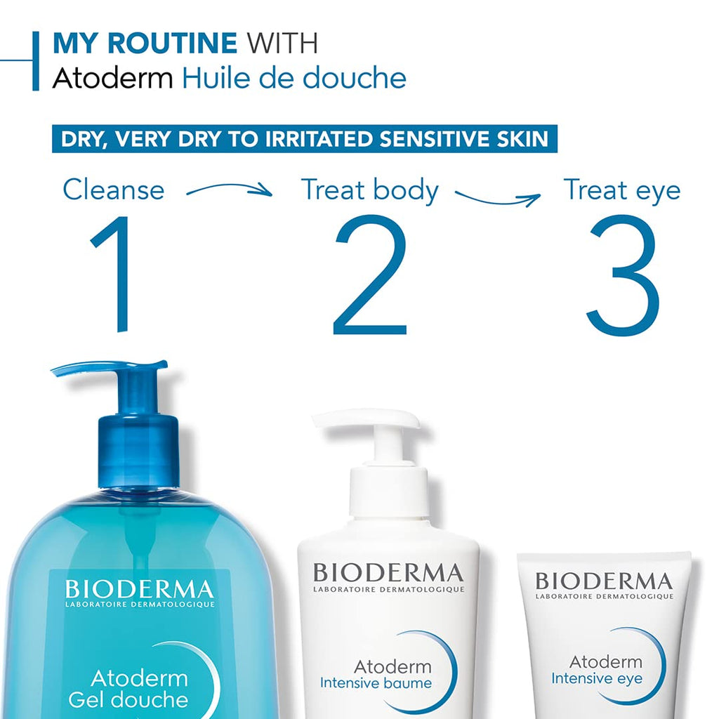 Bioderma - Atoderm Shower Gel Body Wash - Moisturizing Face and Body Cleanser for rmal to Dehydrated Sensitive Skin