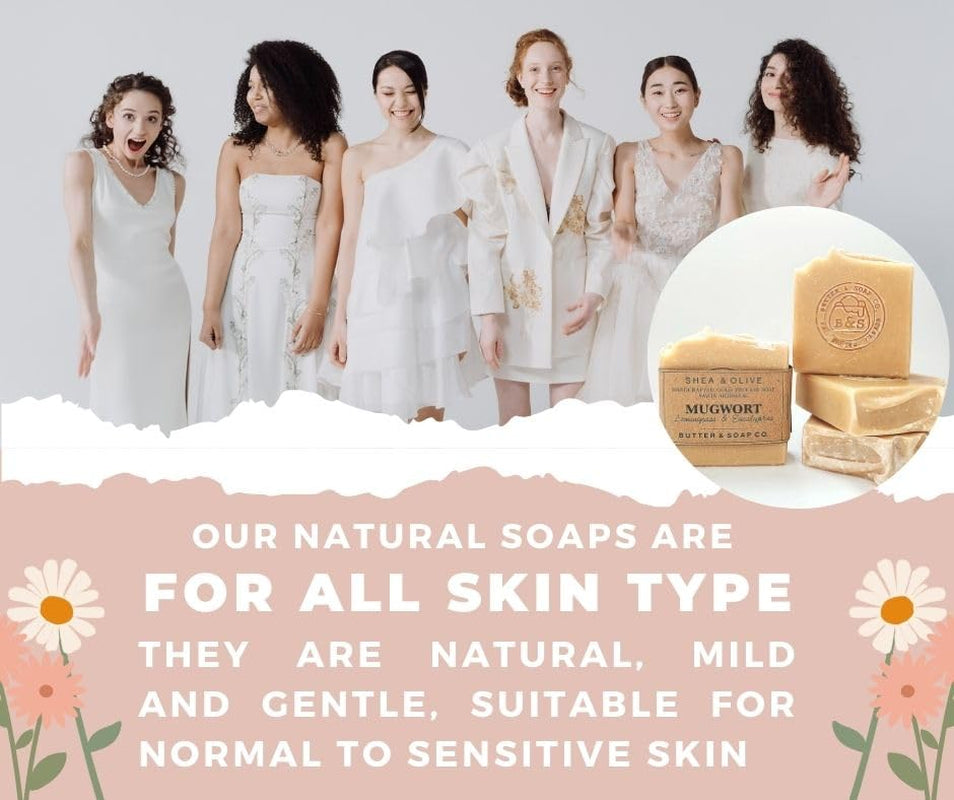 Mugwort Herbal Soap Lemongrass Eucalyptus Natural Cold Processed Face and Body Soaps for Men and Women (Pack of 3)