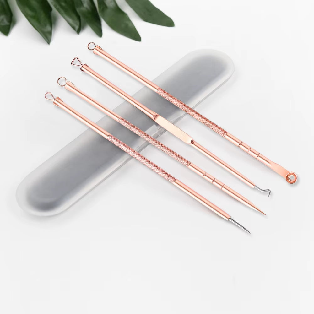 Sliver Gold Blackhead Comedone Acne Pimple Belmish Extractor Vacuum Blackhead Remover Clean Tool Spoon for Face Skin Care Tool