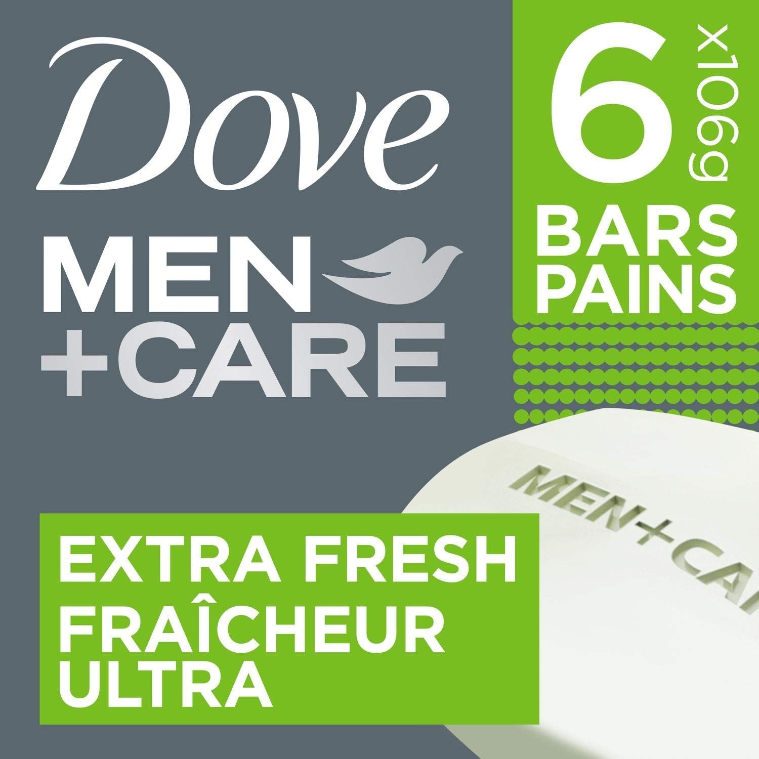 Extra Fresh Hand & Body, Face & Shave Bar Soap for Refreshed Skin & Deep Clean Hand & Body & Face & Exfoliation Bar Soap with Purifying Grains with ¼ Moisturizing Cream 106 G Pack of 6