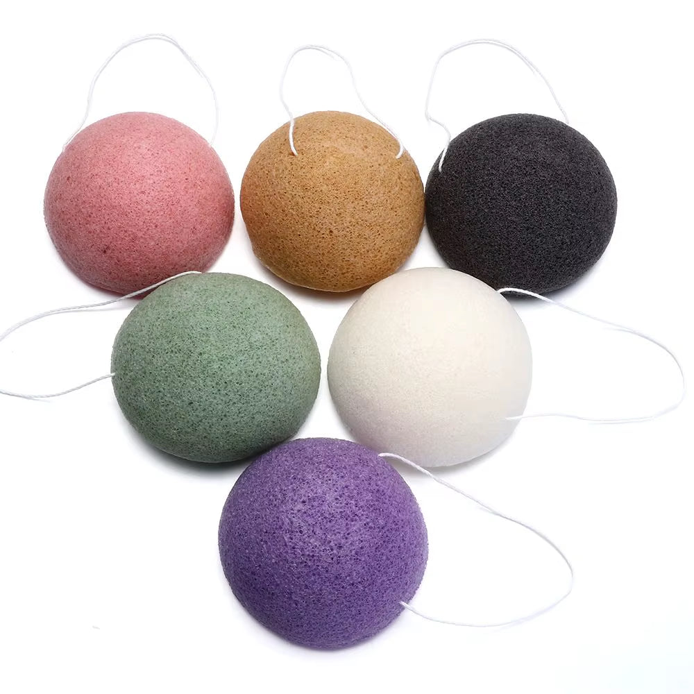 Fiber Material round Facial Cleansing Exfoliator Face Wash Cleaning Sponge Face Wash Puff Konjac Cleaning Sponge for 1PC
